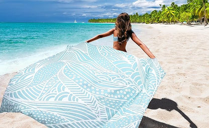 WIWIGO Beach Blanket Waterproof Sandproof Beach Mat 79" X 83"/10'x9'for 2-8 - Image 6
