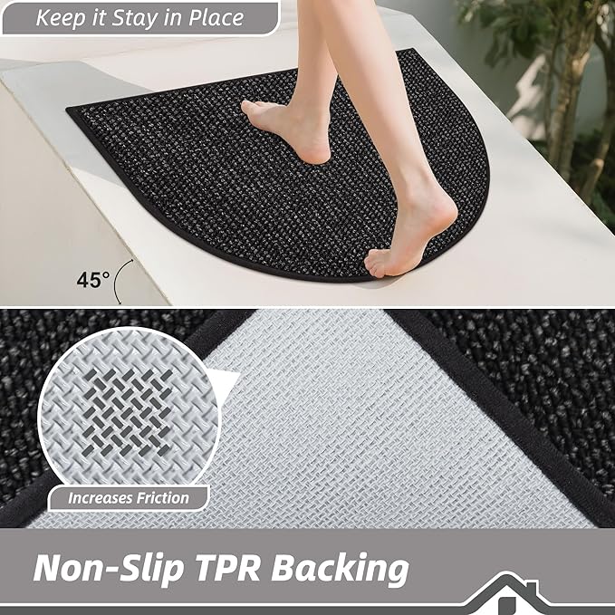 BEQHAUSE Dirt Trapper Door Mat 32" x 48" Half Circle Non-Slip Washable Doormats - Image 4