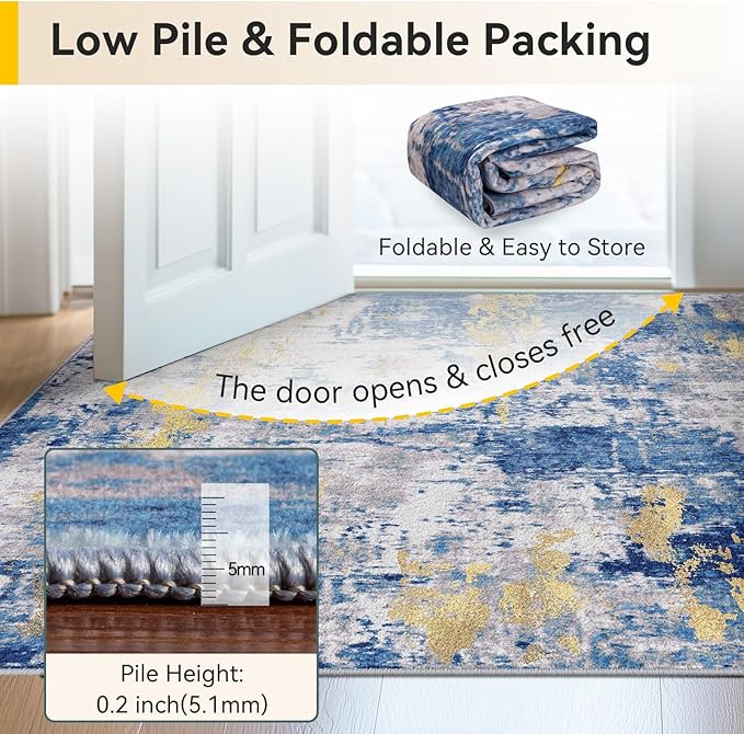 RELEANY Washable Area Rugs 3x12 Non-Slip Modern Abstract Soft - Image 4