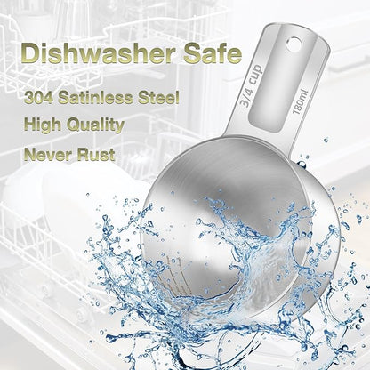1PCS 3/4Cup Single Measuring Cup, Etched Inner Scale Stainless Steel Measure - Image 6
