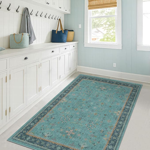 3x4 Teal Rugs for Entryway Indoor by HazoHaus
