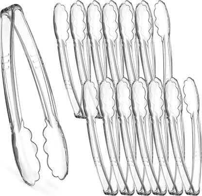 Plasticpro 9'' Serving Tongs Heavy Duty Reusable Kitchen and BBQ Clear Serving by PLASTICPRO