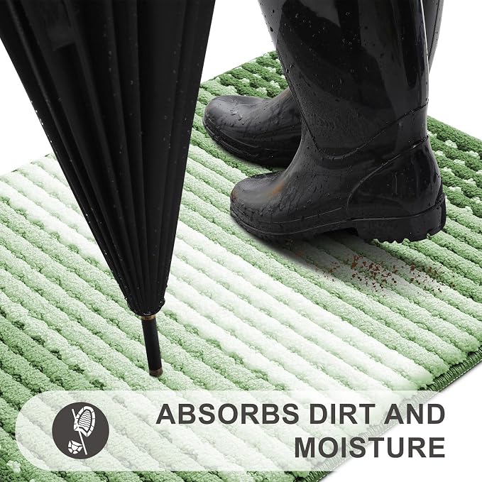 Kitinjoy Indoor Outdoor Door Mat, 36x24 Non-Slip Absorbent Dirt Trapper - Image 2