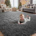 4x6 Area Rugs for Living Room Rug: Soft Fluffy Shag Gray Rugs for Bedroom by CarpetAddColortoYourLife
