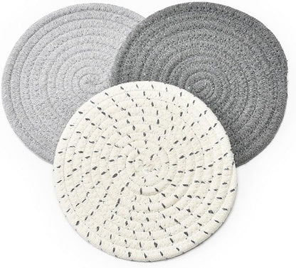 Potholders Set Trivets Set 100% Pure Cotton Thread Weave Hot Pot Holders Set - Image 3