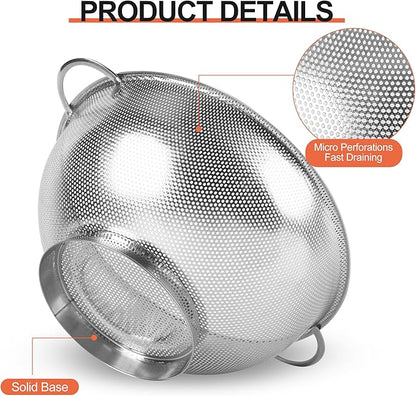 Kaishun Colander Stainless Steel 5-Quart, Strainer - Image 3
