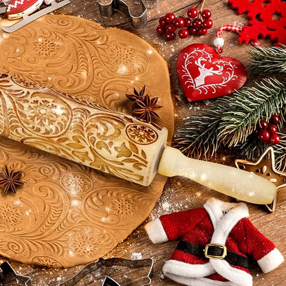 Christmas Gifts Wooden Embossed Rolling Pin - Image 2