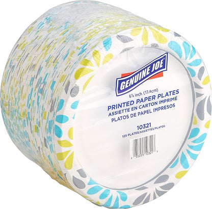 Genuine Joe Printed Paper Plates, 7" (Pack of 500)