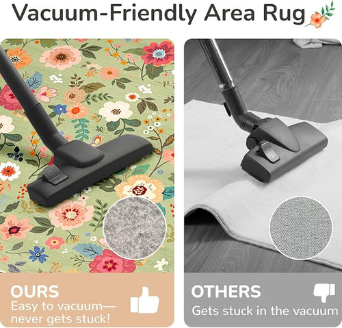 2x6 Area Rugs for Living Room Vacuum-Friendly Machine Washable Area Rug Flower - Image 2