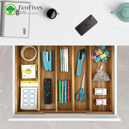 EcoFives Luxury Acacia Silverware Organizer -Kitchen Drawer Organizer - Image 4