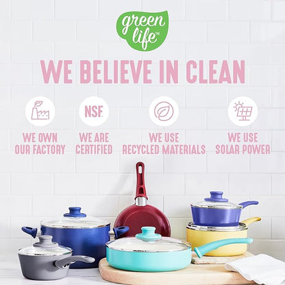 GreenLife 8 Piece Nonstick Cookware Set, Non-Toxic PFAS-Free Ceramic Pots & Pans - Image 7