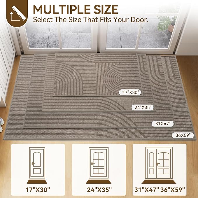 Front Door Mat 31''x47'', Absorbent Dirt Resist Washable Non Slip Low-Profile - Image 2