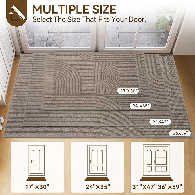 Front Door Mat 36'x59'', Absorbent Dirt Resist Washable Non Slip Low-Profile - Image 2