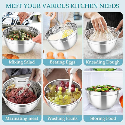 TeamFar Mixing Bowls, Stainless Steel Nesting Salad Bowls - Image 7