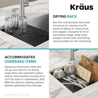 Kraus Multipurpose Workstation Sink Roll-Up Dish Drying Rack, Colander and - Image 6