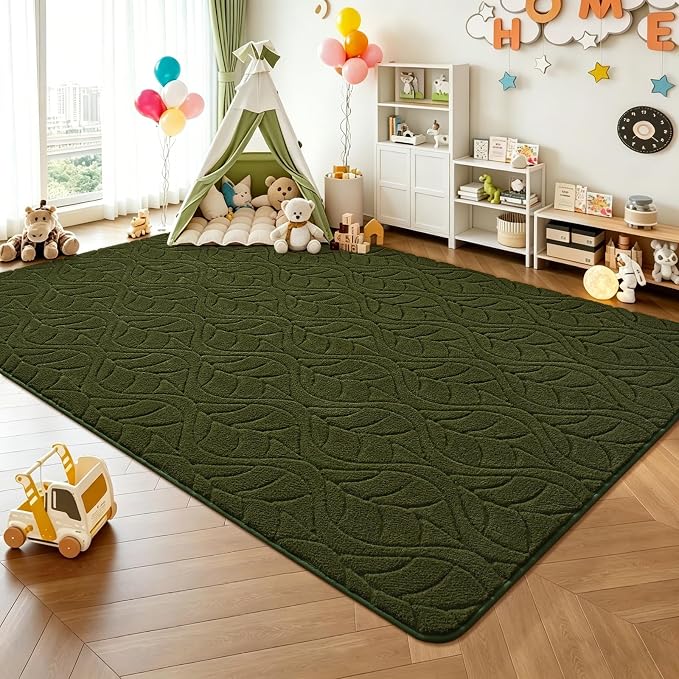 6x9 Olive Green Washable Area Rug - Image 4