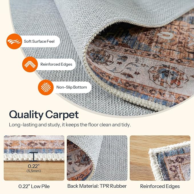 HOOBRO 5 x 7 Area Rugs Washable, Living Room Rugs, Non-Slip Rug Stain Resistant - Image 9