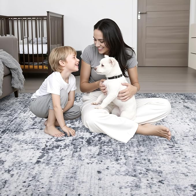 Washable Area Rug 3x14 Entryway Rug: Washable Modern Abstract Soft Thin Rug - Image 8