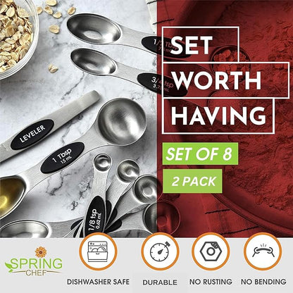Spring Chef Stainless Steel Magnetic Measuring Spoons Set of 8 - Image 2