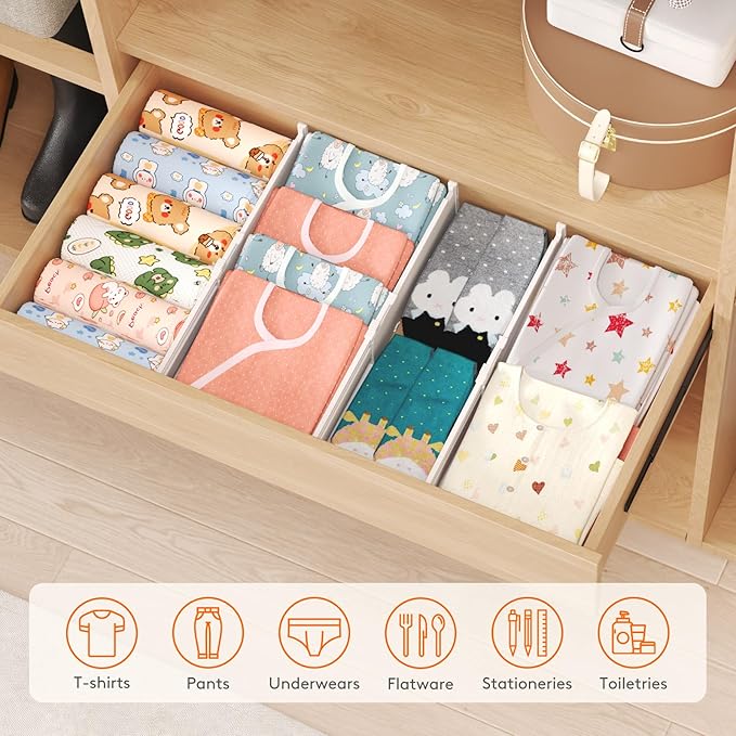 Lifewit 4" Tall 9 Pack Drawer Dividers, 35-56.5cm/13.8-22.2" Expandable Drawer - Image 9