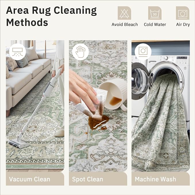 Soalmost 4x6 Area Rugs for Living Room, Vintage Washable Rugs for Dining Room - Image 6