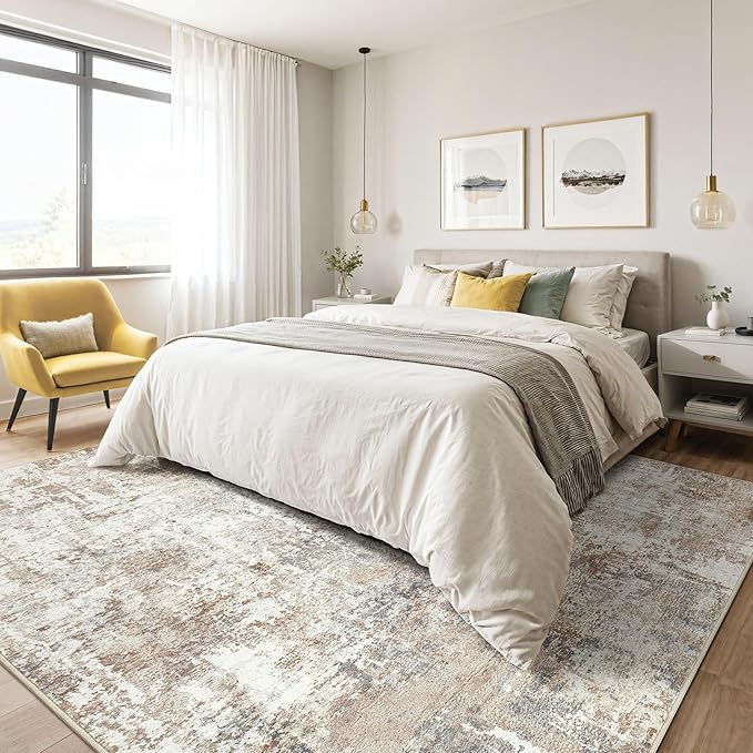 8x10 Area Rugs Living Room: Washable Large Abstract Modern Soft Rug Stain - Image 4