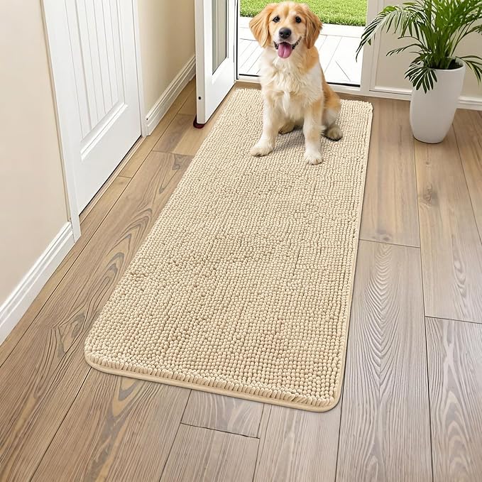 Smiry Dog Door Mat for Muddy Paws 47x24, Absorbent Dirt Trapper, Non-Slip by Smiry