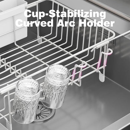 Dish Drying Rack in Sink: Expandable, 3-Slot Utensil Holder, Anti-Slip Handle. - Image 5