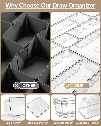 KEMETHY 25 PCS Plastic Drawer Organizers Set, 4 Sizes Vanity Organizer - Image 5