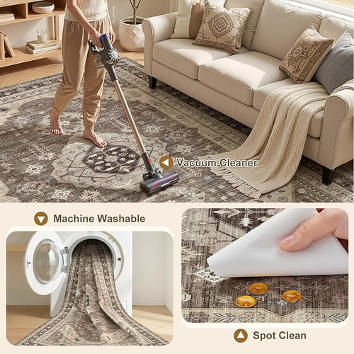 10x14 Washable Area Rug, Large Rugs - Image 2