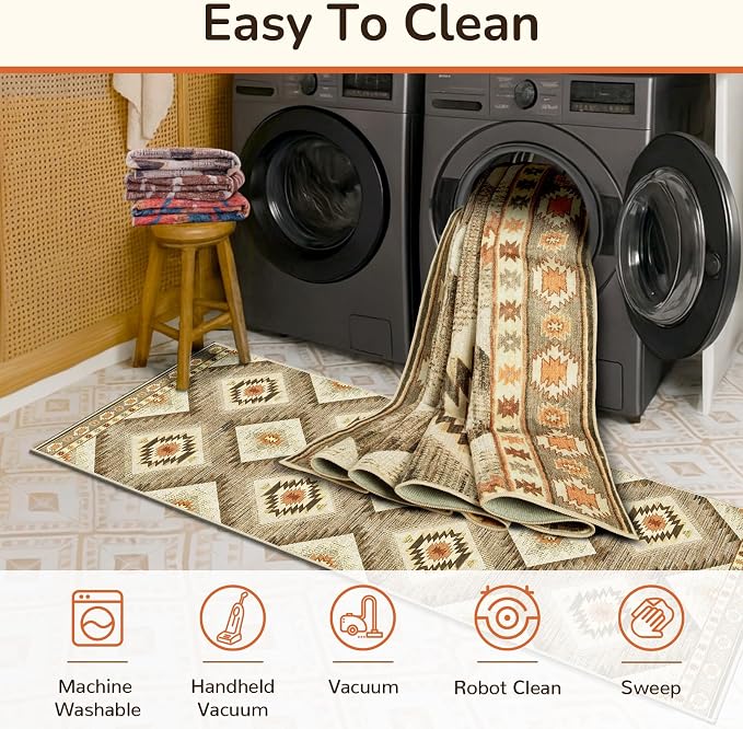 BESTSWEETIE Area Rug 4x6 Rug Machine Washable Non-Slip Low Pile Print Pattern - Image 4