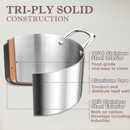 Herogo 4 Quart Stock Pot, 18/10 Stainless Steel Cooking Pot - Image 3