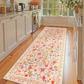 2x8 Area Rugs, Washable Floral Rug, Low Pile Non-Slip Carpet, Flower Rug by meejou