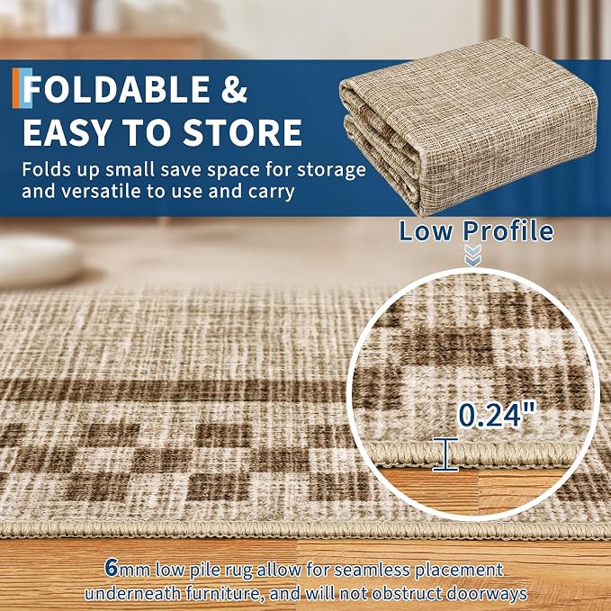 Small Bedroom Area Rug 3x5 Checkered Area Rug - Image 3