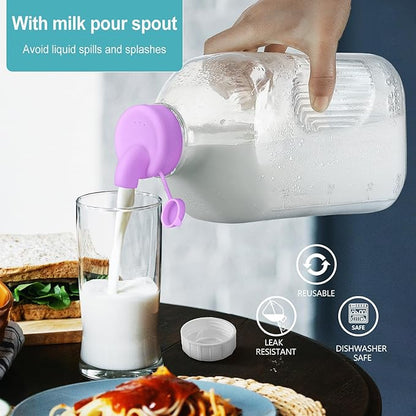 Ritayedet 3 Pack 64 Oz Heavy Duty Glass Milk Bottle - Image 3