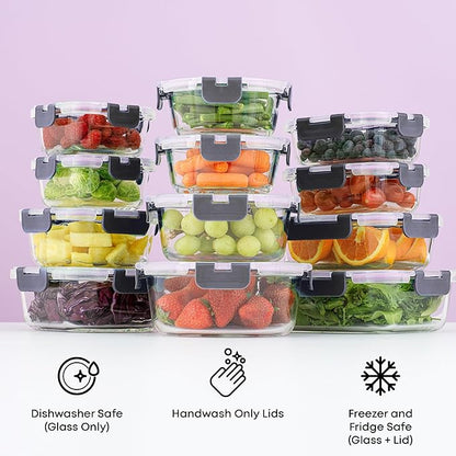 JoyJolt 24pc Borosilicate Glass Storage Containers - Image 6