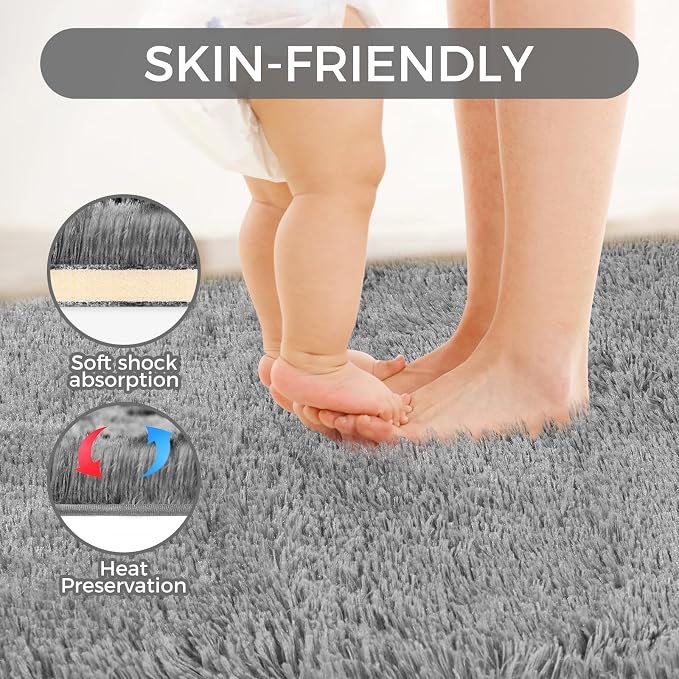 Ultra Soft Rug for Living Room, 6X9 Fluffy Shag Area Rug for Bedroom, Modern - Image 5