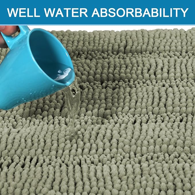 H.VERSAILTEX Bath Rugs for Bathroom Non Slip Bath Mats Thick Chenille Striped - Image 5