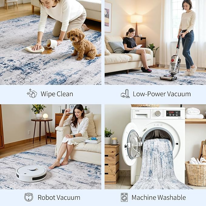 Area Rug Living Room Rugs: 9x12 Large Soft Indoor Carpet Modern Abstract Rug - Image 5