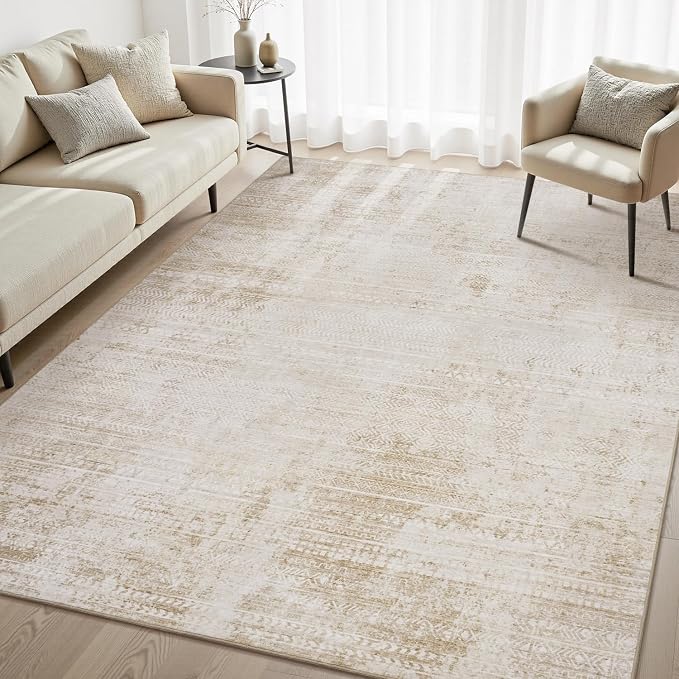 5x7 Area Rugs for Living Room Non Slip Machine Washable Rug Distressed Abstract by Tchdio