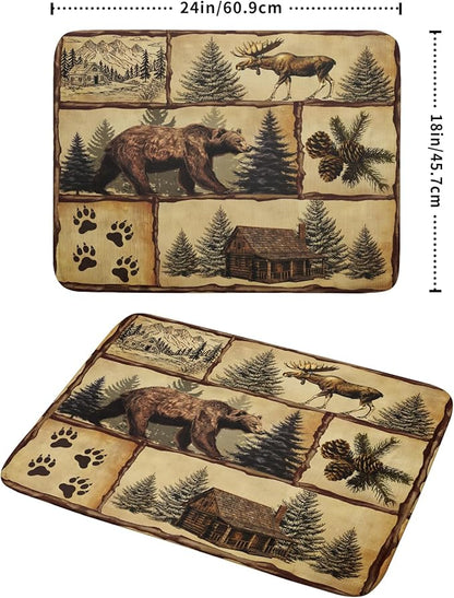 Vintage Bear Moose Dish Drying Mat 18x24 Inch Country Cabin Absorbent Dish - Image 2