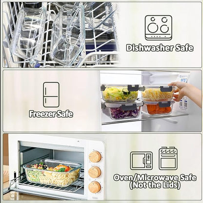 M MCIRCO 10-Pack, 22 Oz Glass Meal Prep Containers, Glass Food Storage - Image 4