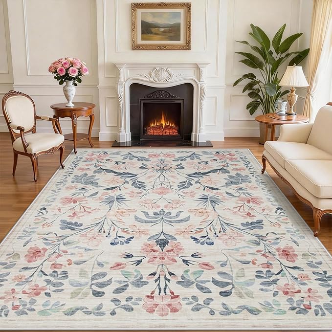 9x12 Area Rugs Washable Rug: Large Boho Living Room Rug Soft Non-Slip Low Pile by Yidanamy