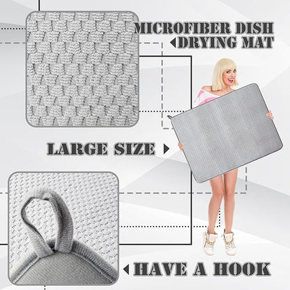 2 Pack Extra Large Microfiber Dish Drying Mat, 30 x 24 Inch Super Absorbent - Image 3