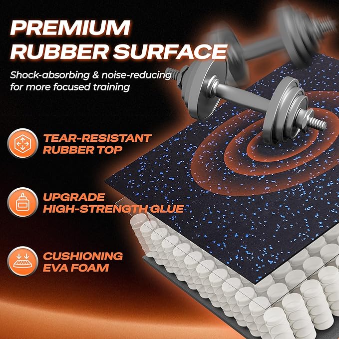 SUPERJARE 0.56'' Thick 24 Pcs 96 Sq Ft Rubber Top Exercise Equipment Mats - Image 5