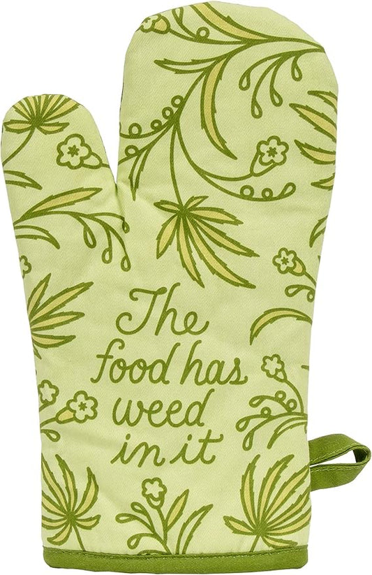 Blue Q Food Has Weed in It Funny Oven Mitts by BlueQ