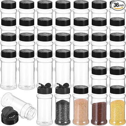 36 Pack 3 oz Clear Plastic Spice Jars by Unknown