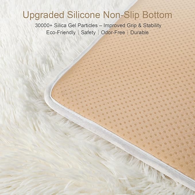 KICHOWUA Thick Area Rug 5x8 Cream White Fluffy Shag - Image 4