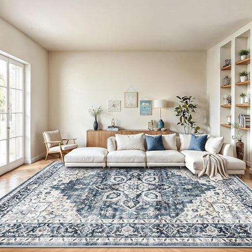 AMADA HOMEFURNISHING 9x12 Washable Area Rug, Low-Profile Large Area Rug by AMADAHOMEFURNISHING