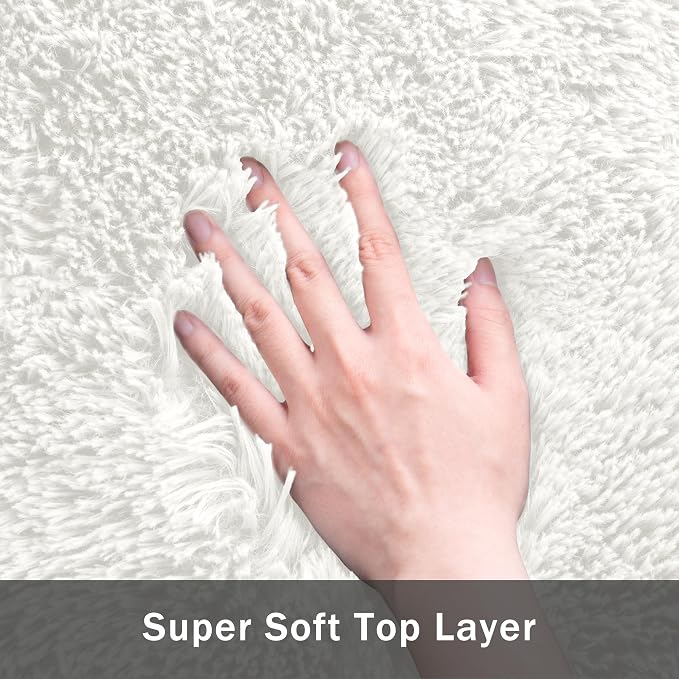 4x6 Area Rug for Living Room:Ultra Soft Fluffy Shag White Rugs, Large Fuzzy - Image 7